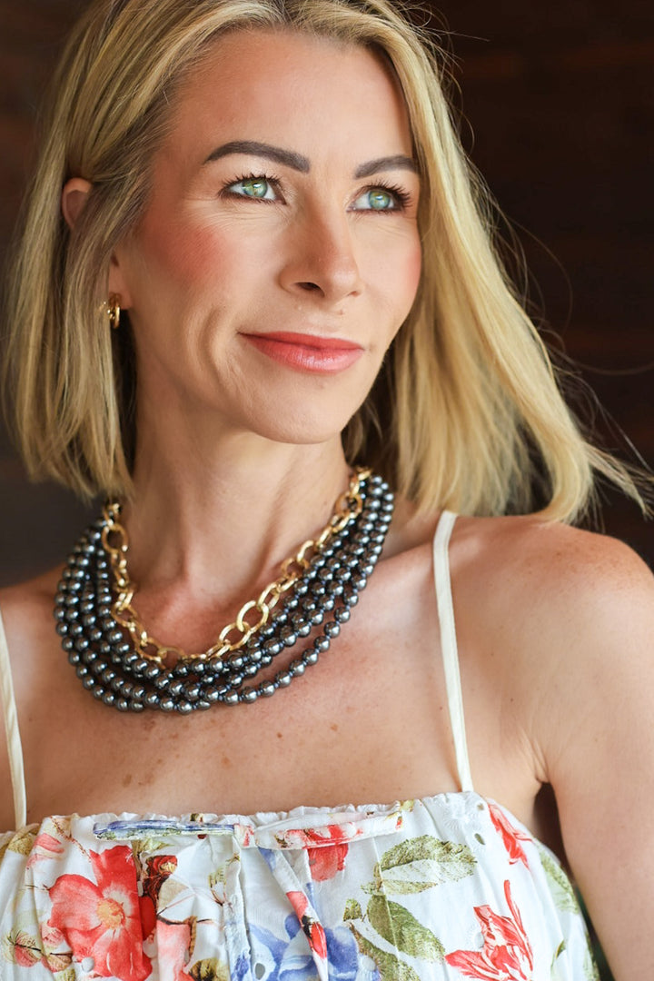 The Harbor Pearl Necklace Set – Denim Blue