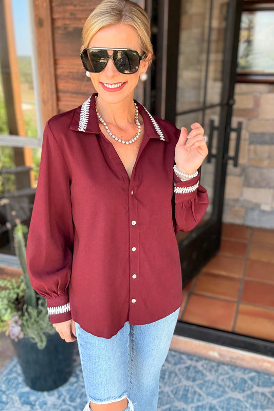 Burgundy Stitch Top