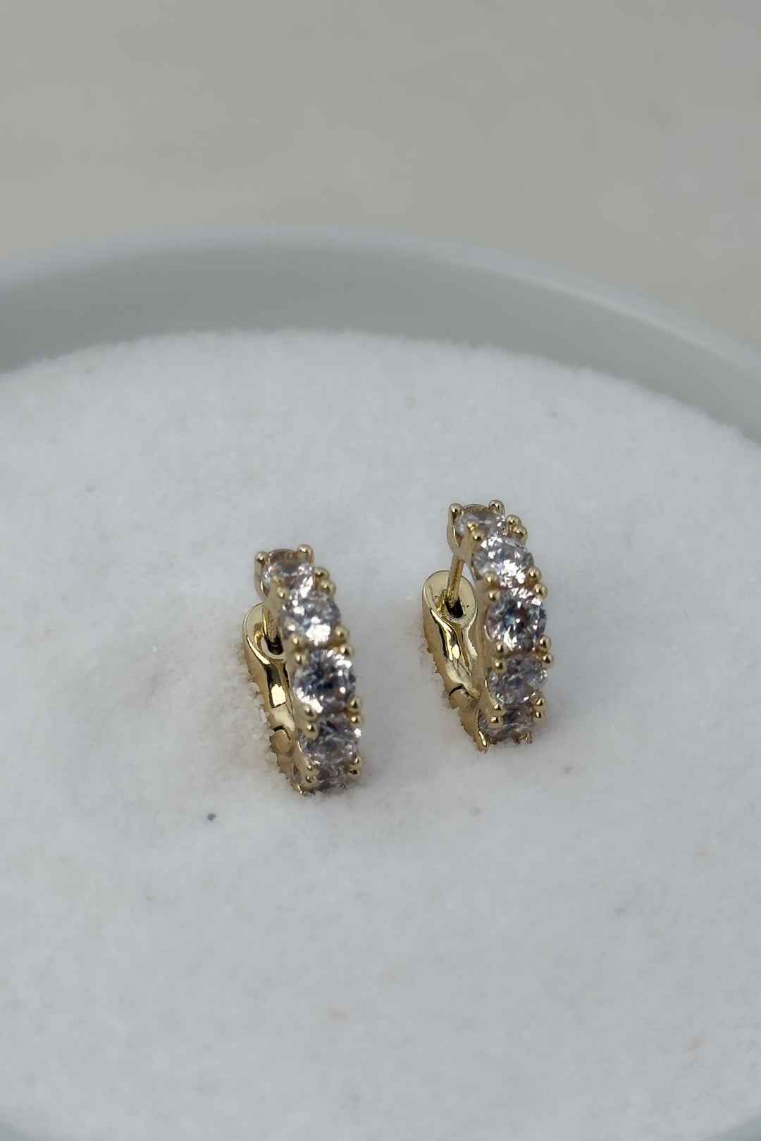 The 14K Dipped Luxe Crystal Huggie Earrings