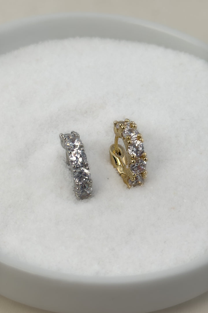 The 14K Dipped Luxe Crystal Huggie Earrings