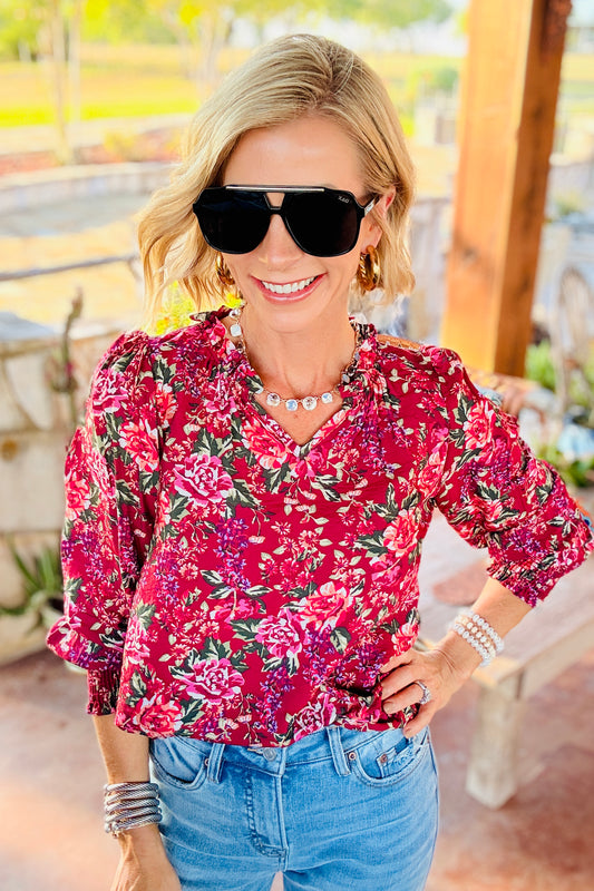 floral blouse pink and olive