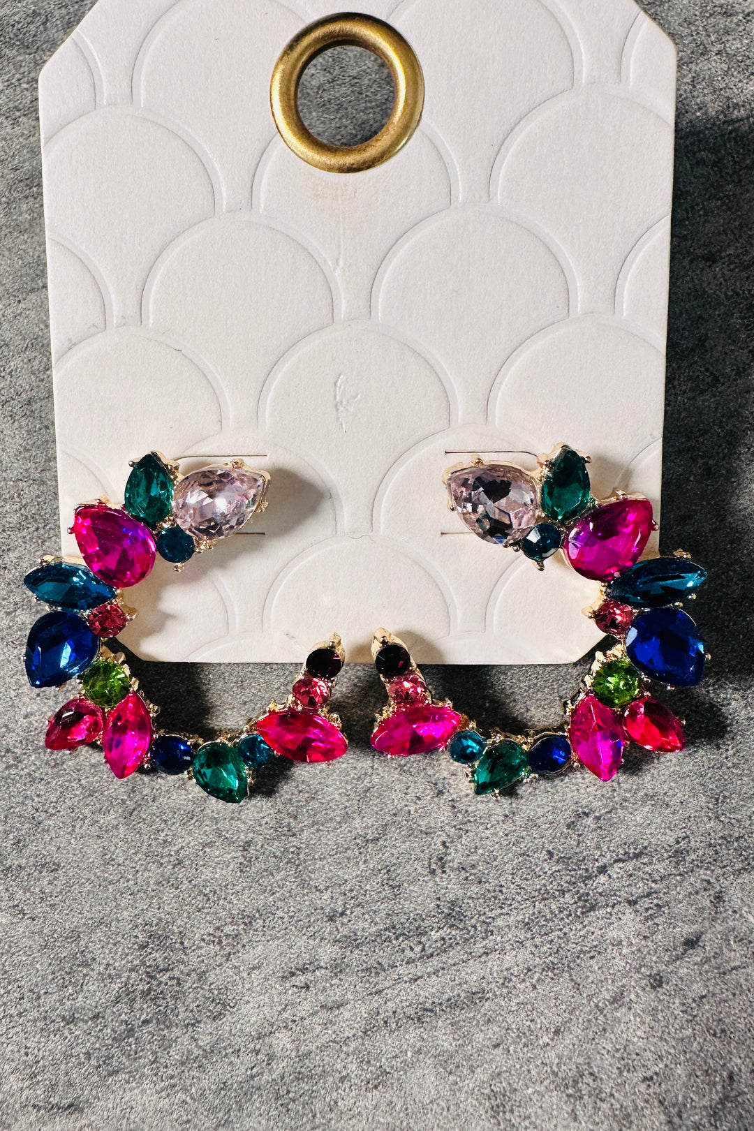 Garden Party Multi Colored Crystal Half Hoop