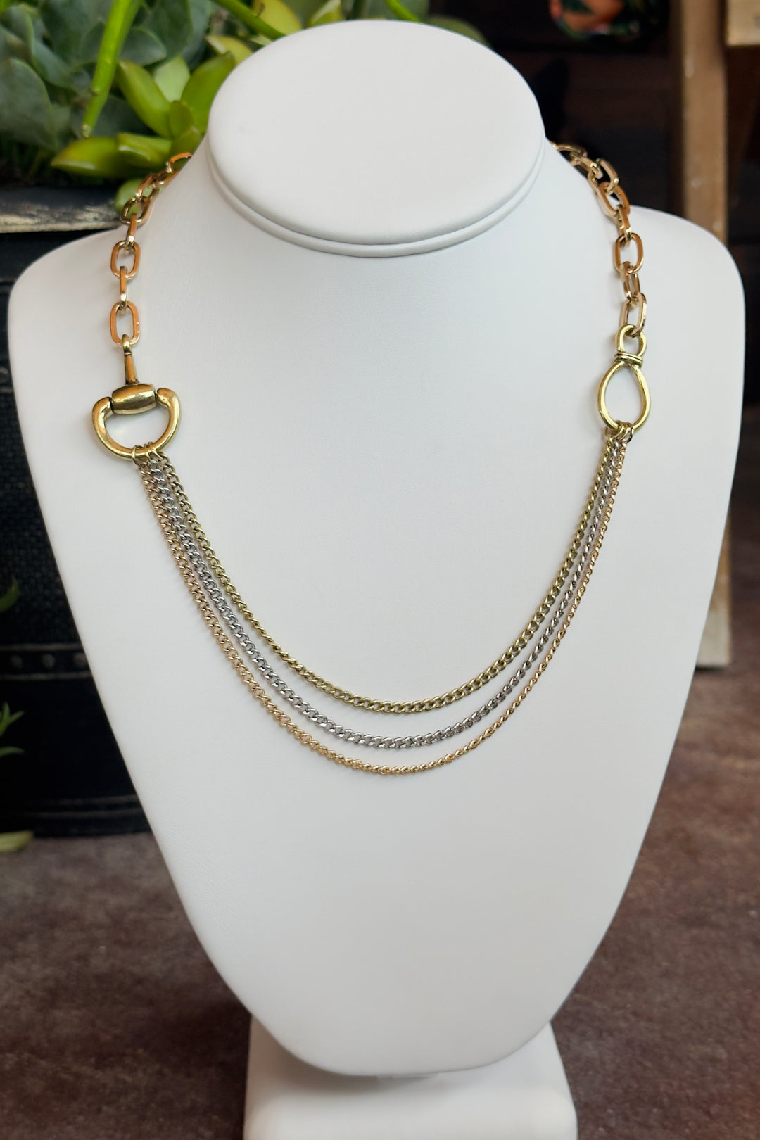 The Equestrian Drape Necklace – Mixed Metal