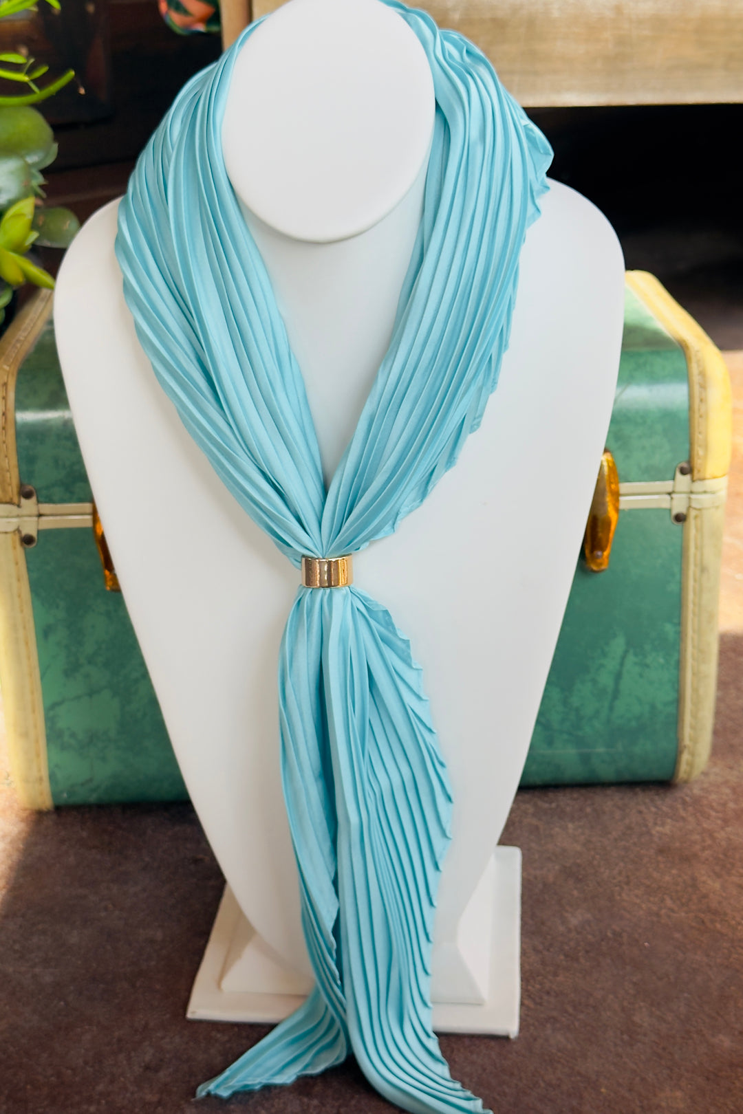 The Coastal Pleated Scarf – Sky Blue