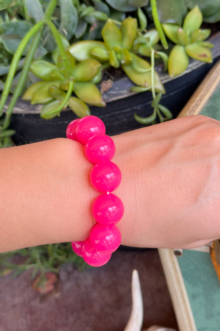 The Paloma Beaded Bracelet – Hot Pink
