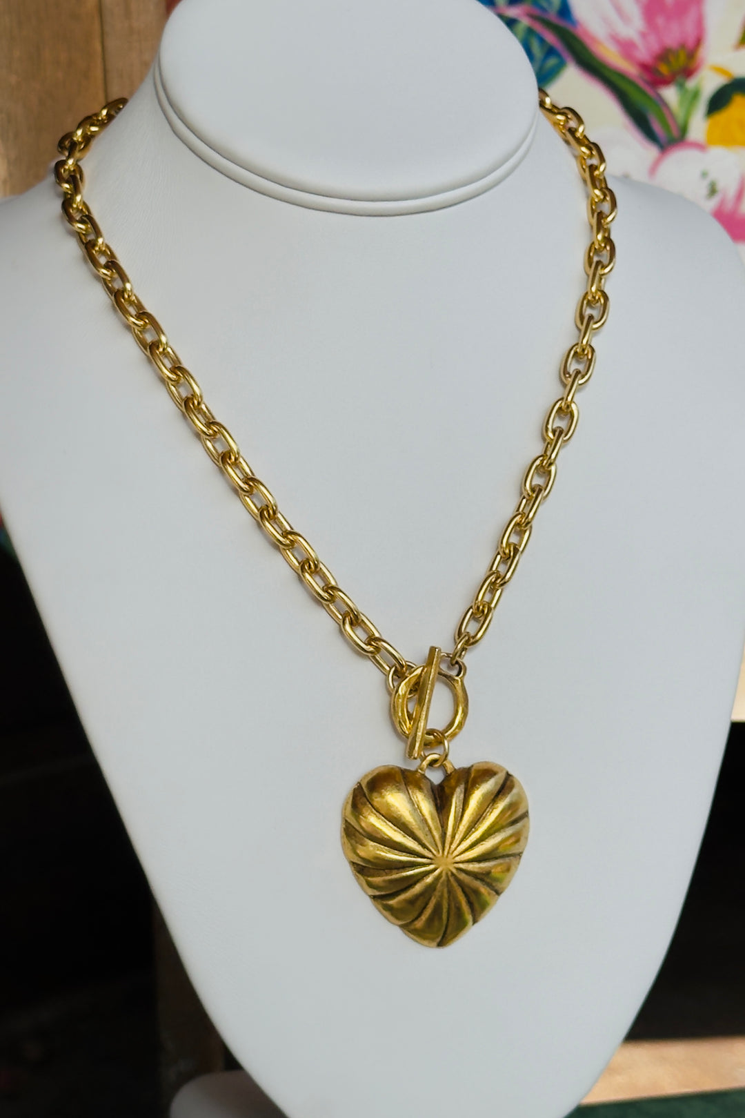 Bar E Heart Toggle Necklace