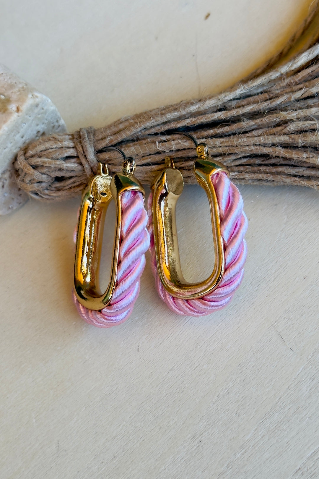 The Harbor Rope Hoop Earrings – Pink