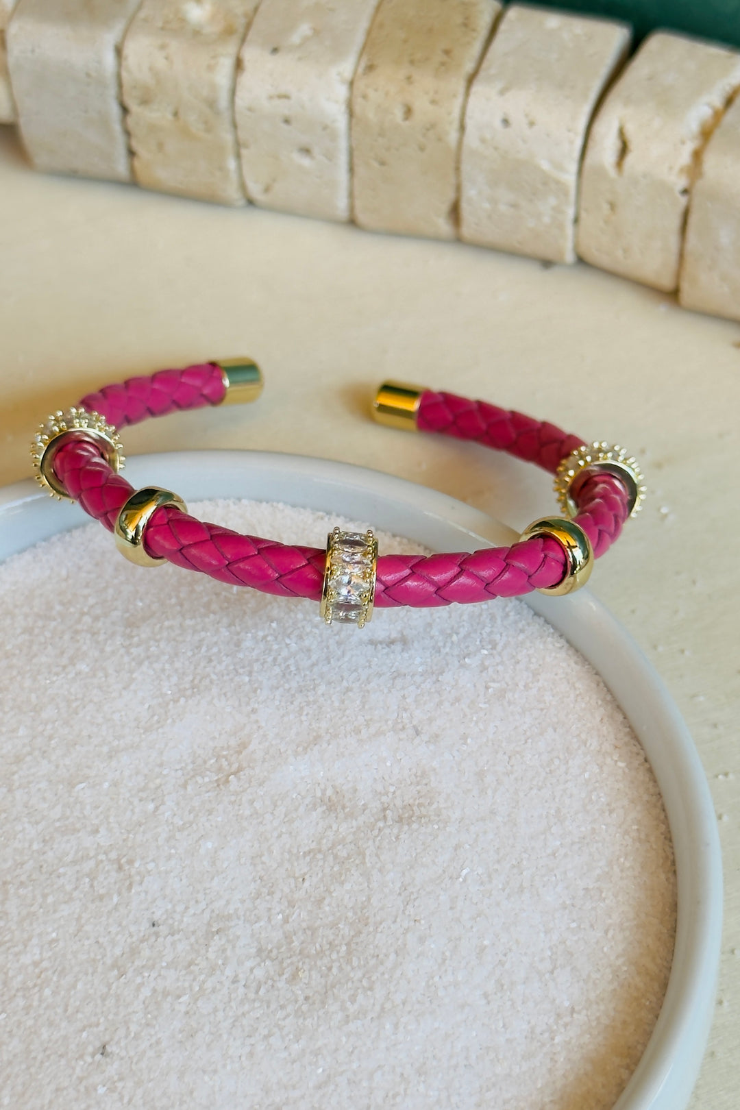 The Hudson Leather Cuff Bracelet – Hot Pink
