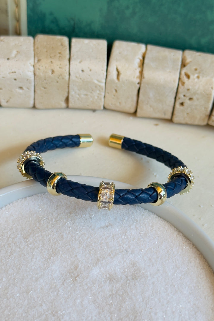 The Hudson Leather Cuff Bracelet – Navy