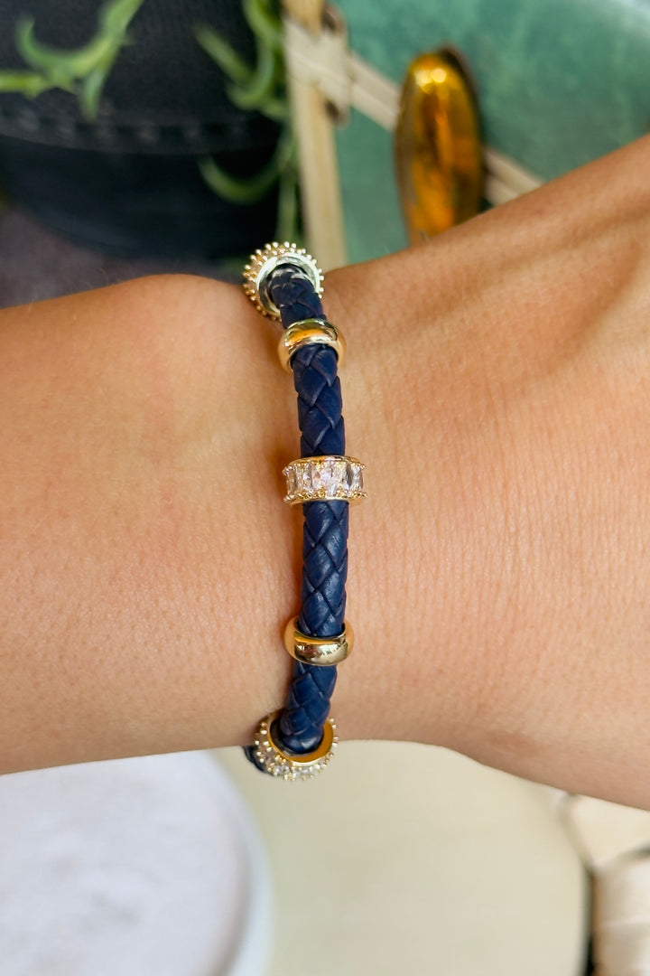 The Hudson Leather Cuff Bracelet – Navy