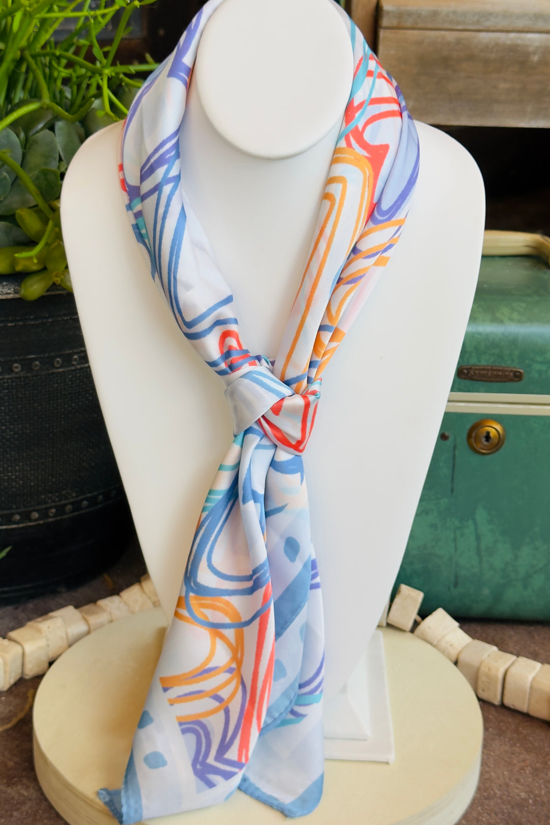 The Seaside Heart Silk Scarf - Blue