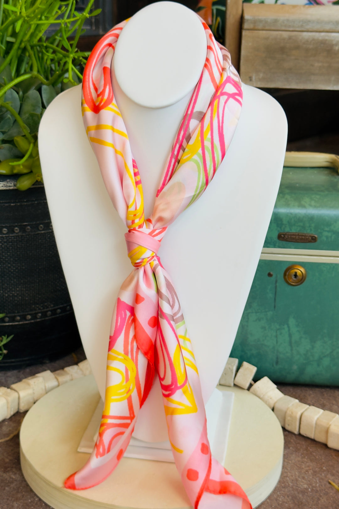 The Seaside Heart Silk Scarf – Pink