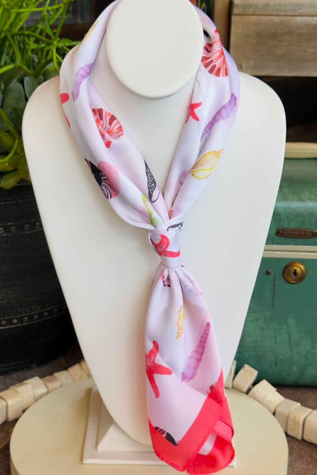 The Shoreline Silk Scarf – Coral