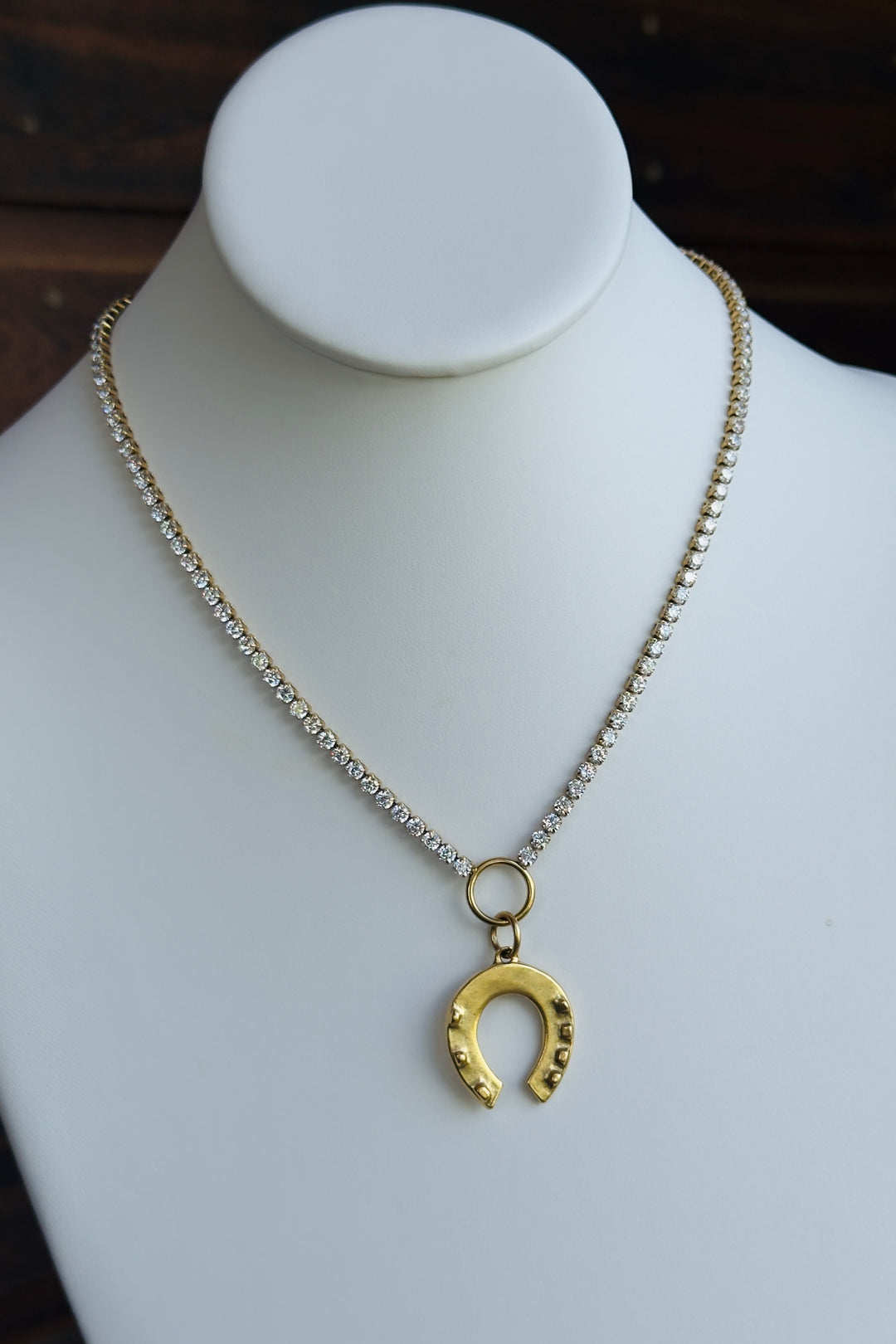 Bar E Lucky Horseshoe Tennis Necklace