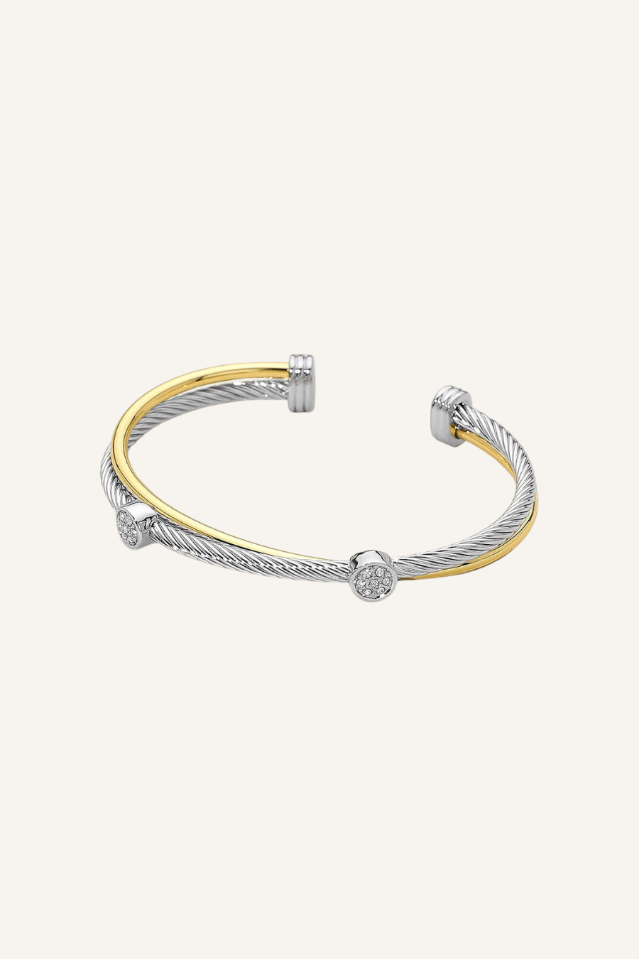 The Amelia Two-Tone Cable Cuff Bracelet