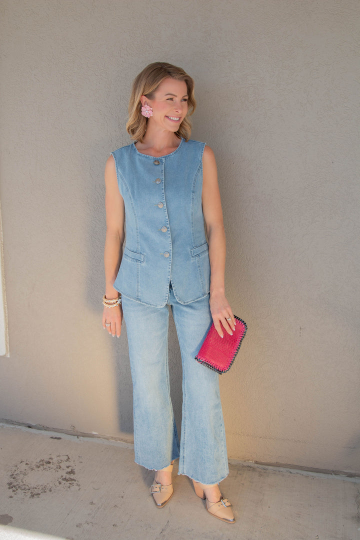 Festival Stretch Super High Rise Wide Leg Jeans in Moon