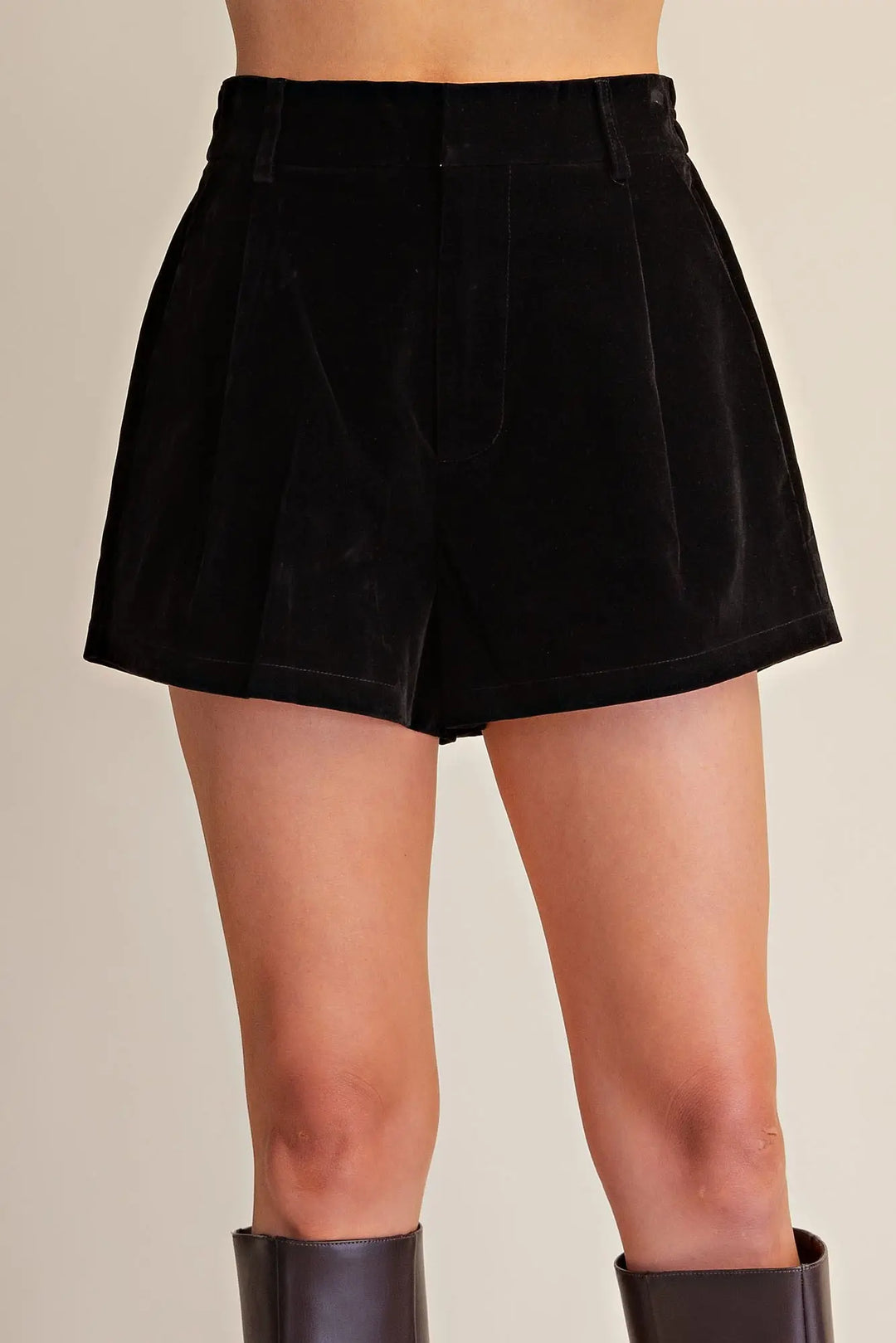 The Luxe Velvet Tailored Shorts – Black