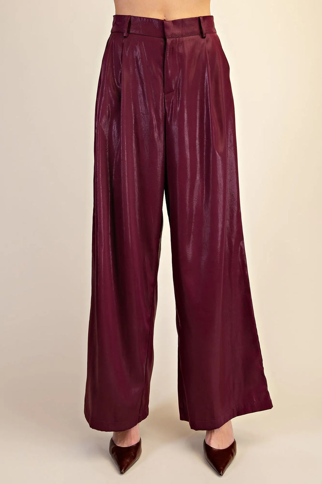The After Hours Tailored Wide Leg Pants – Burgundy