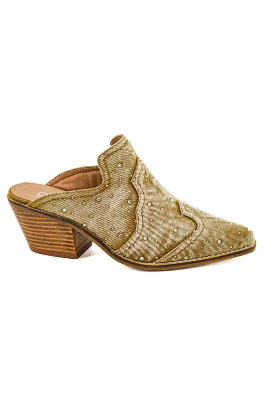 Corky's Tex Mex Tan Washed Denim Mules