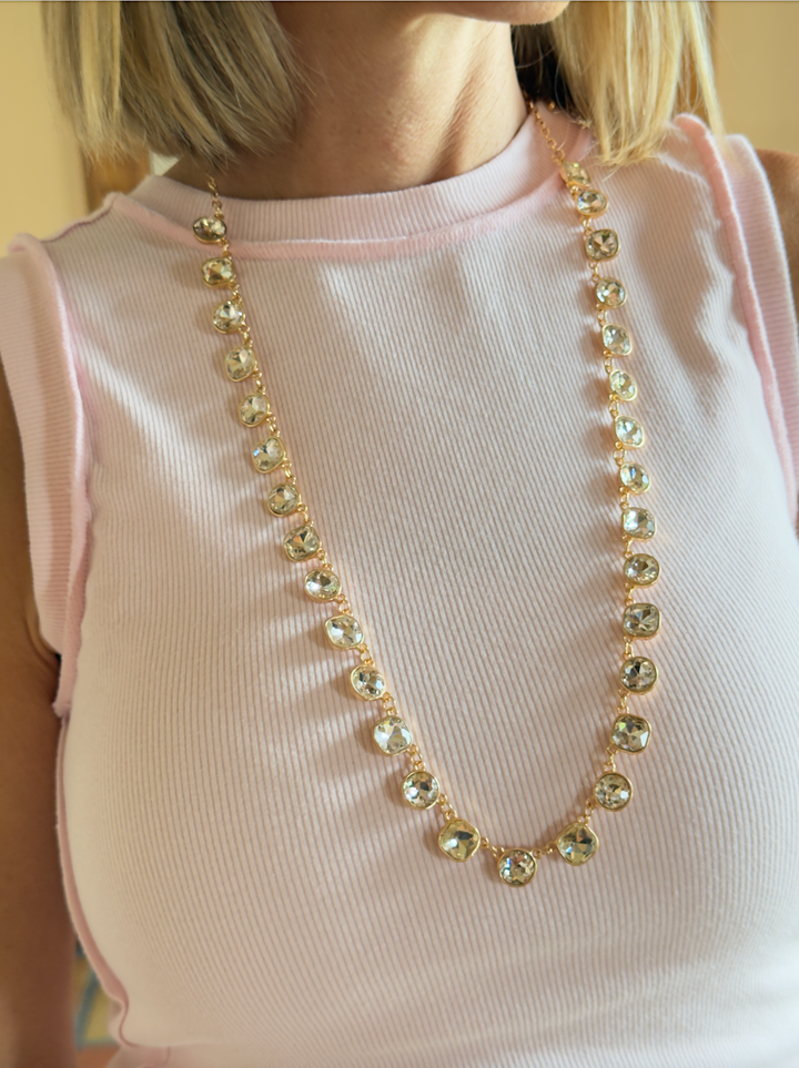 The Delaney Crystal Strand Necklace – Gold