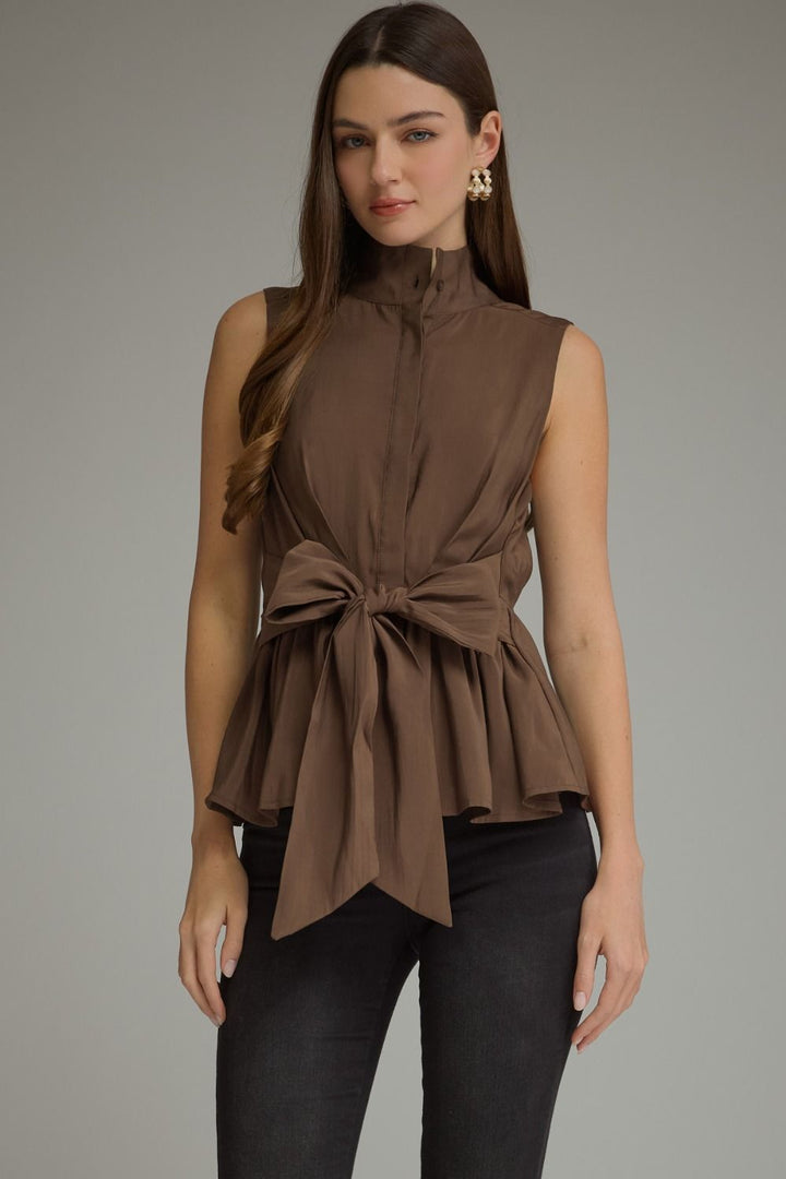 The Blair Tie Front Top – Chocolate