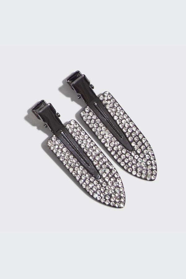Metal Rhinestone Creaseless Clips 2pc Set