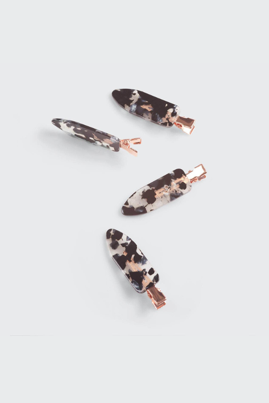 Eco-Friendly Creaseless Clips 4pc Set - Black Terrazzo