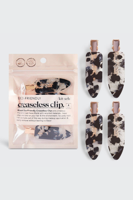 Eco-Friendly Creaseless Clips 4pc Set - Black Terrazzo