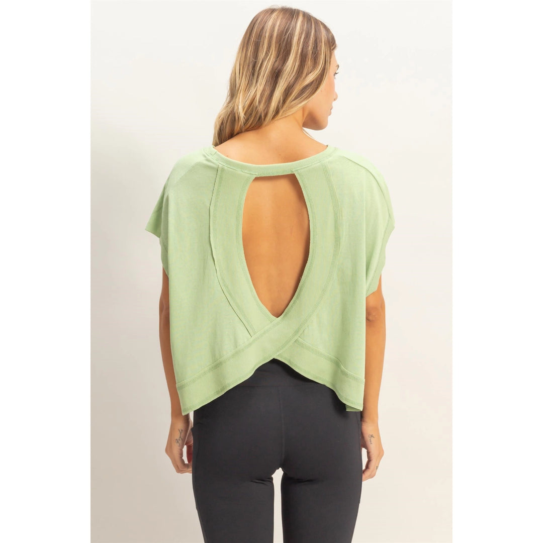 The Crosswind Open-Back Top – Sage Green