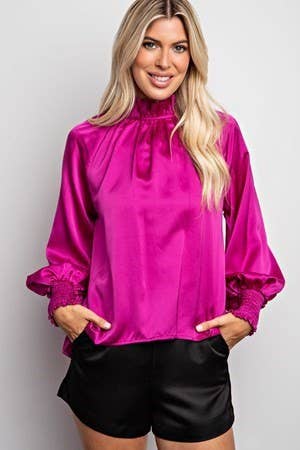 Satin High Collar Top