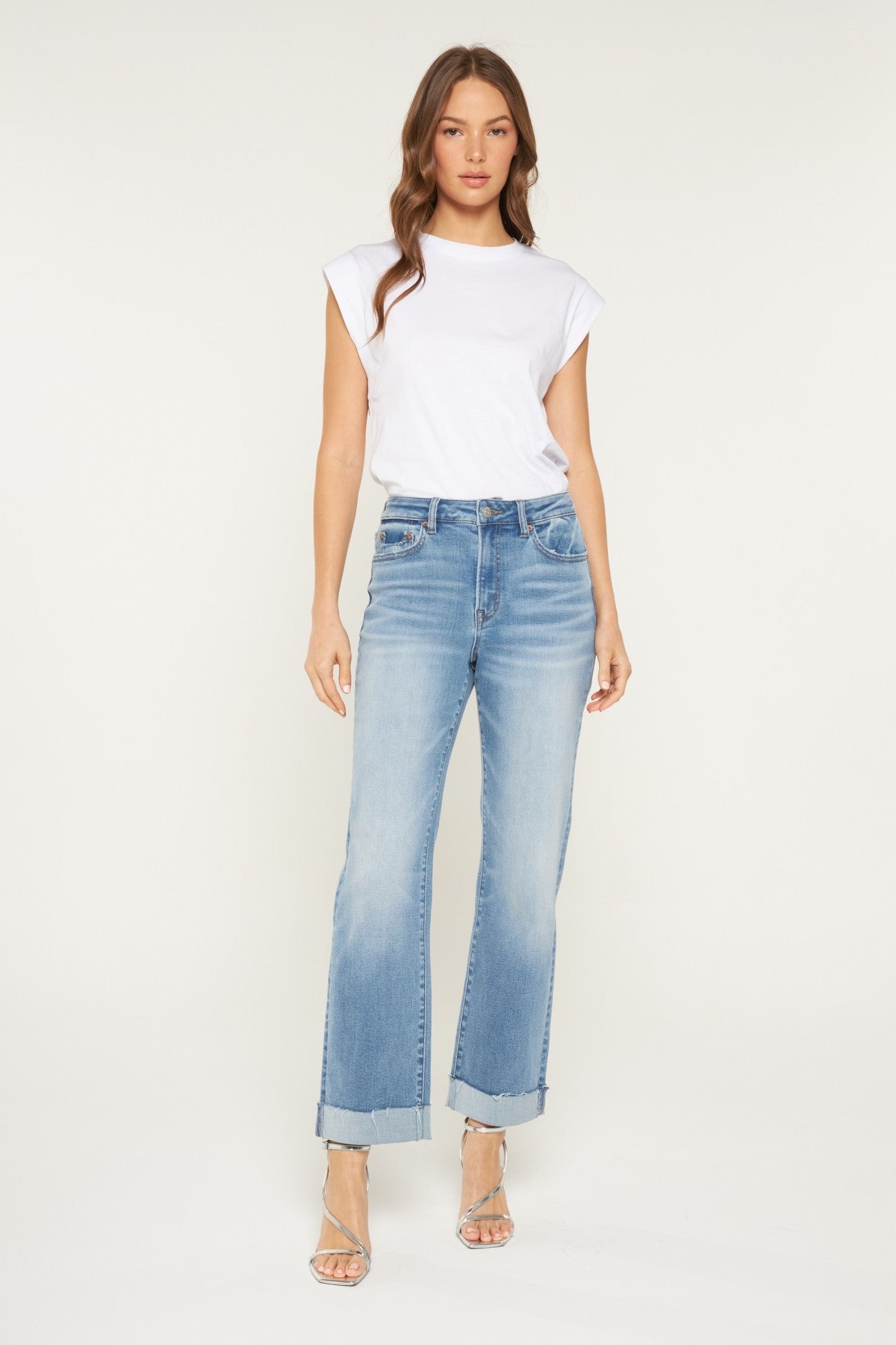 straight leg denim crop pants