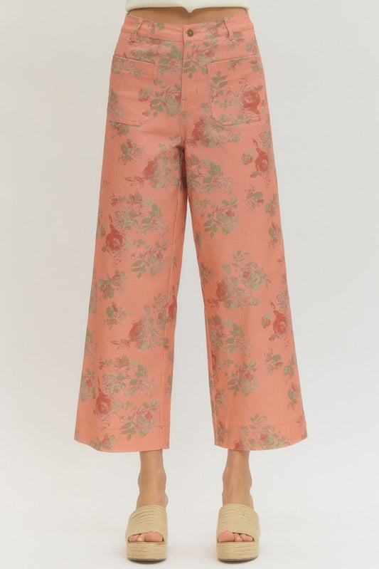Rosewood Floral Wide-Leg Pants