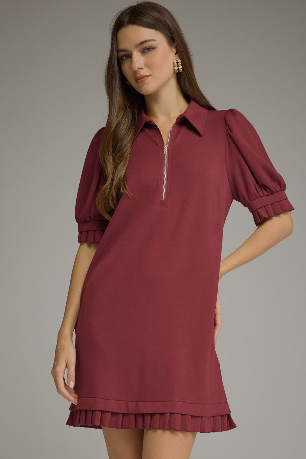The Kensington Zip Dress - Burgundy
