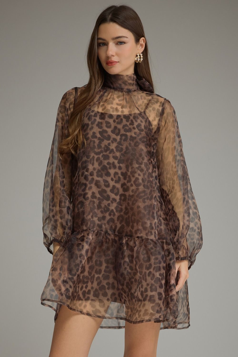 After Dark Leopard Ruffle Mini Dress
