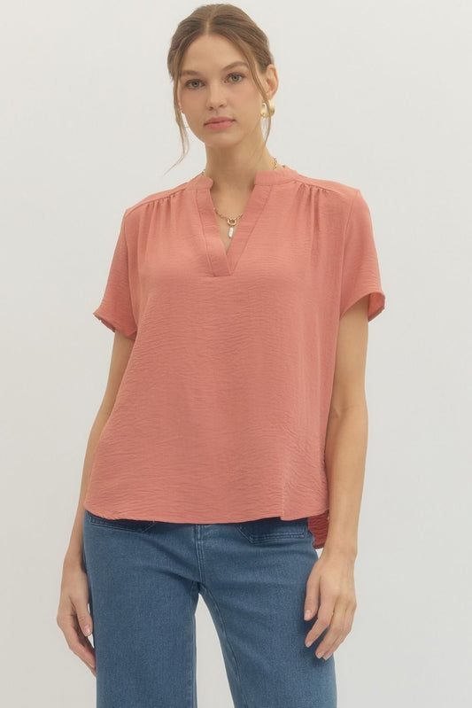 Sunset Ease Split-Neck Top