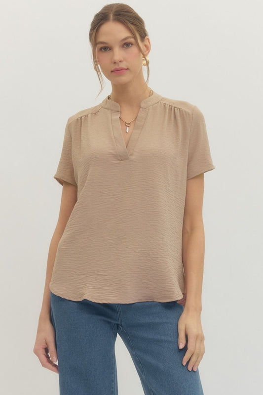 Latte Ease Split-Neck Top