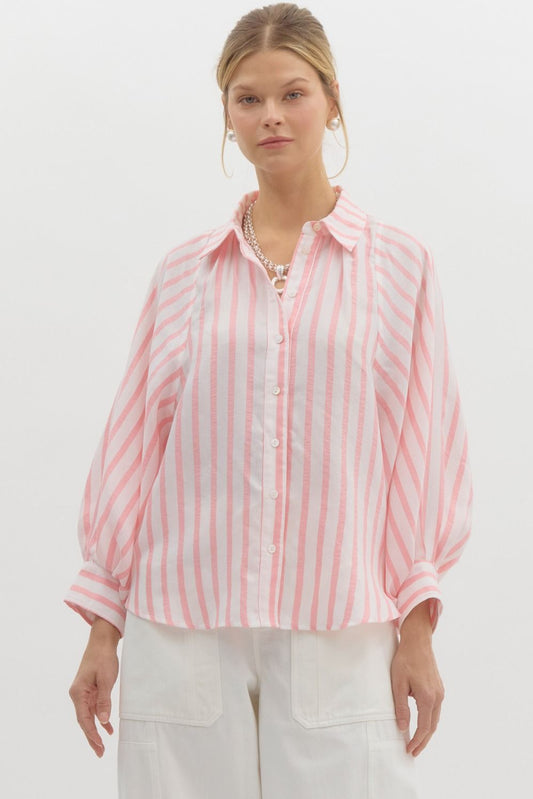 Pink Striped Dolman Top