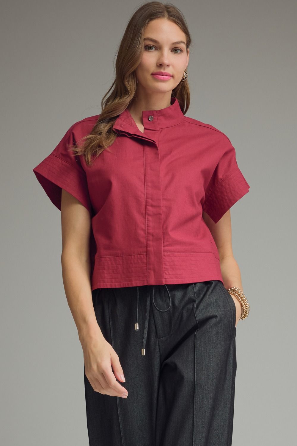 The Harper Linen Top - Merlot