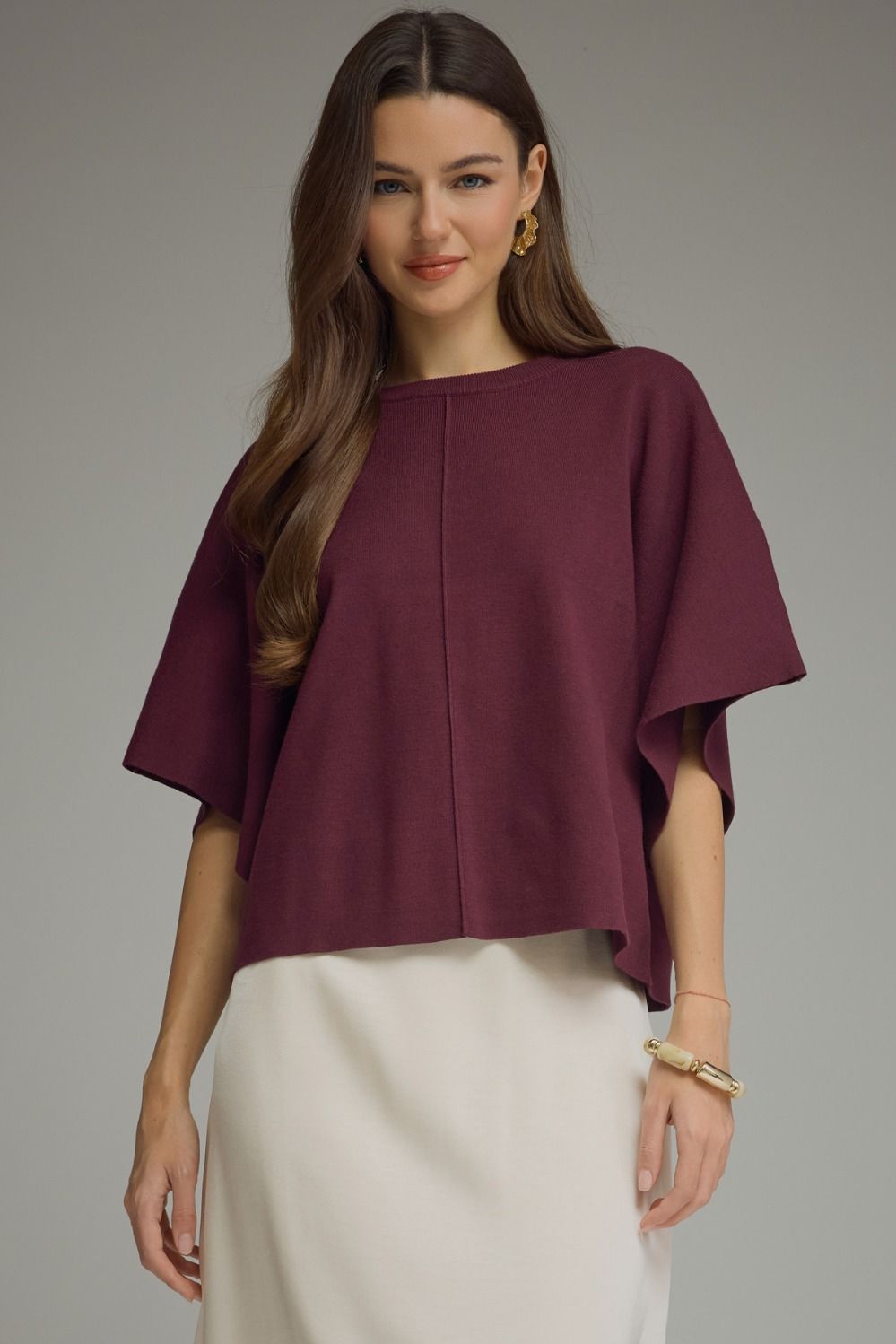 Short Sleeve Knit Top – Merlot
