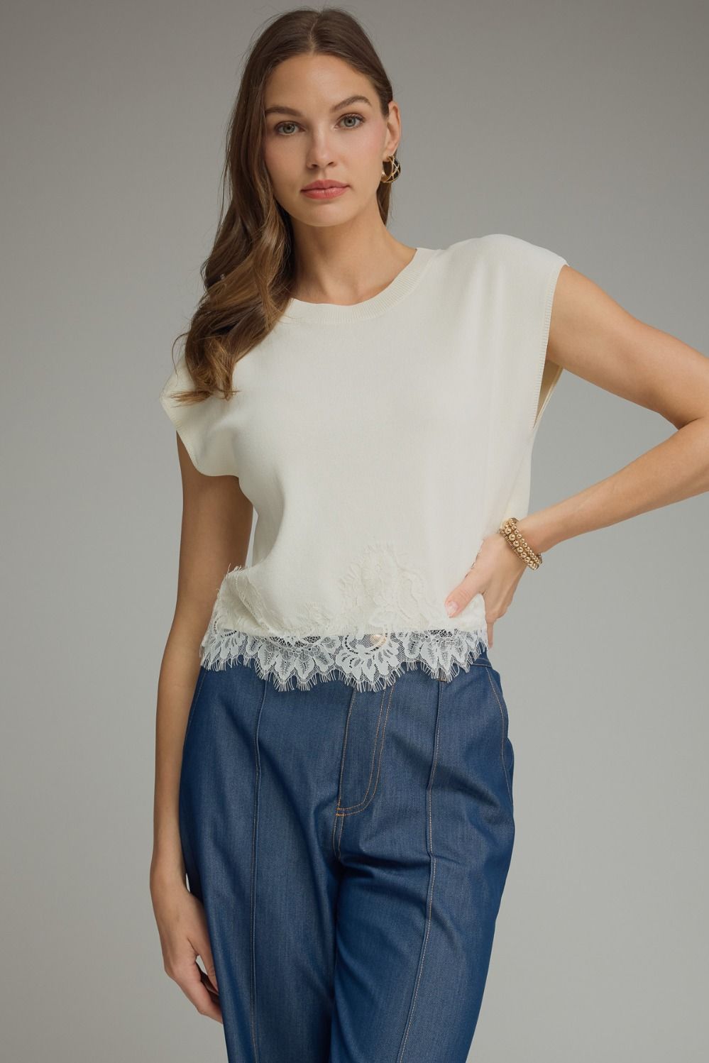 The Ivory Lace Trim Top