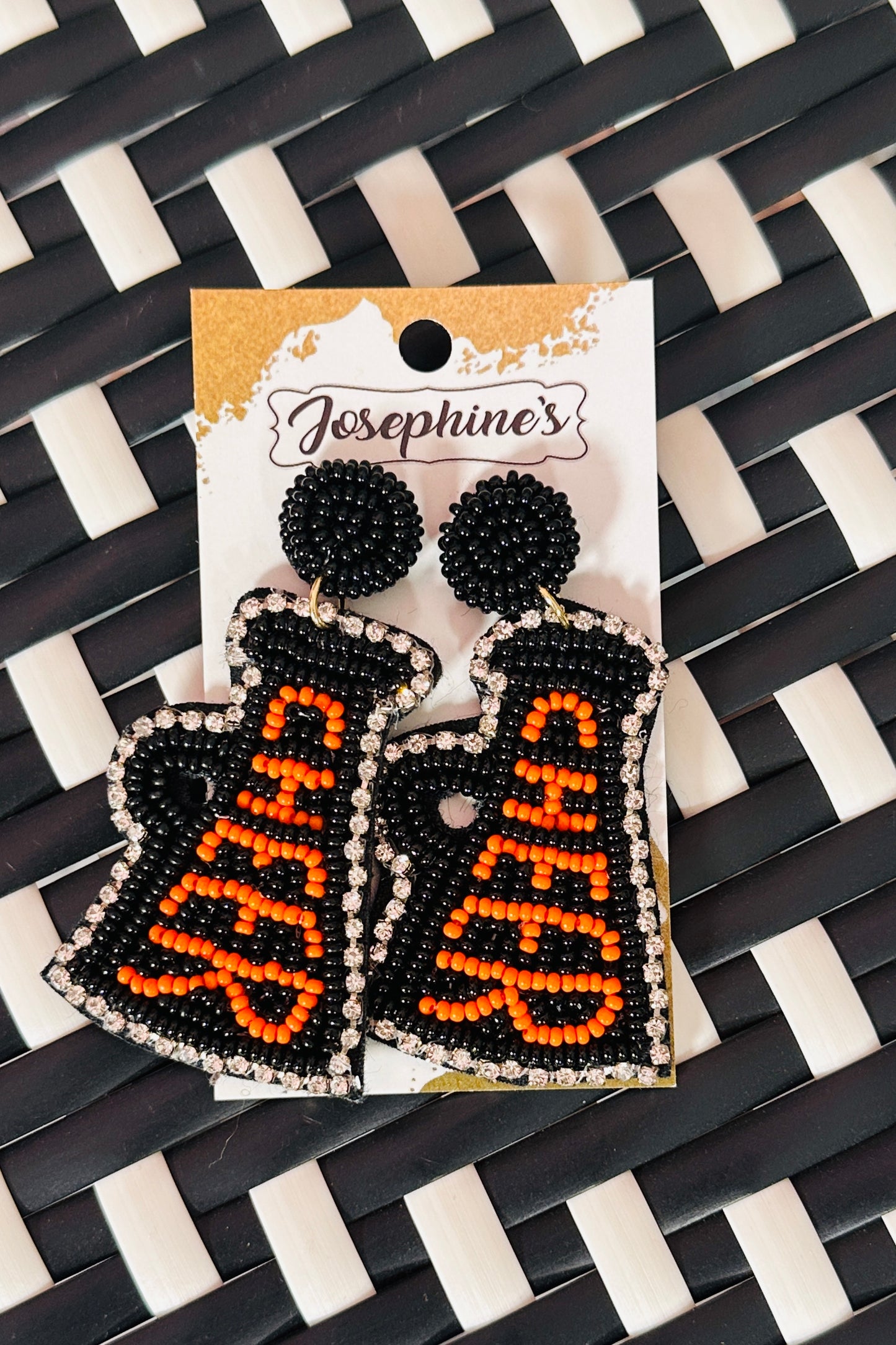 Game-day Beaded Earrings Blk/Orange