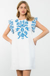 THML Ruffle Sleeve Embroidered Dress