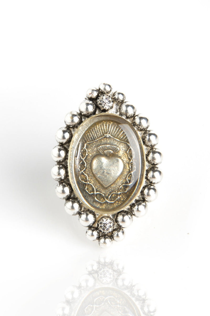 VSA Silver Oval Bespoke Sacred Heart Ring
