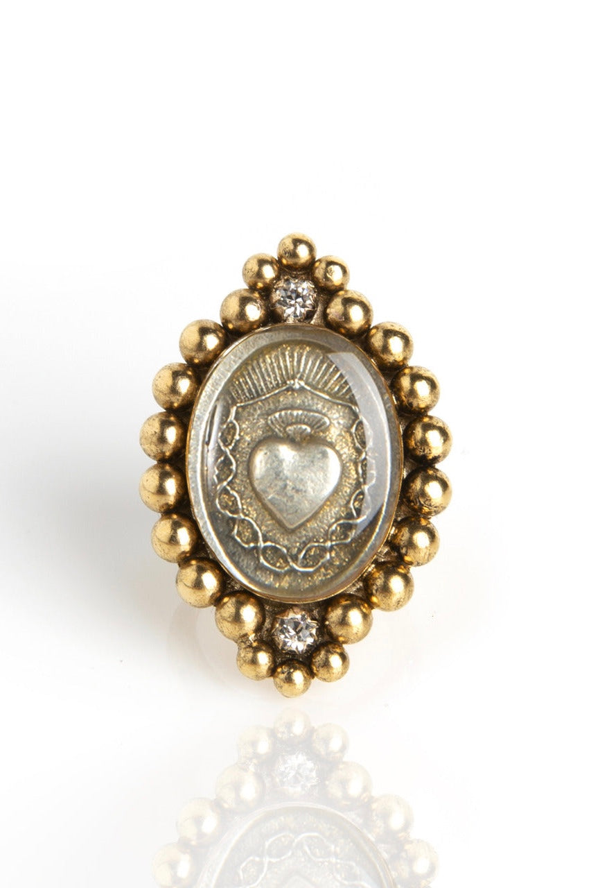 VSA Gold Oval Bespoke Sacred Heart Ring