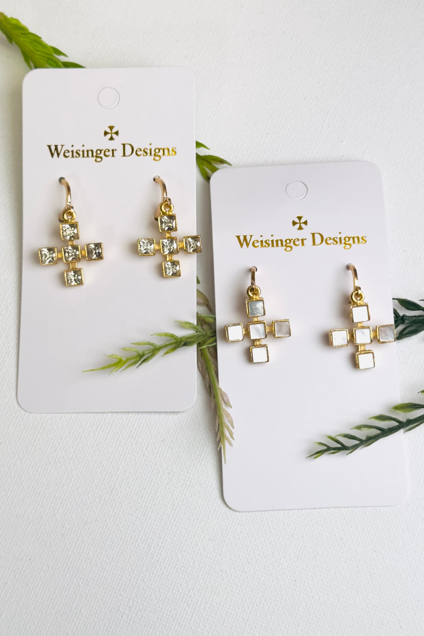 Square Shaped Cross Earrings