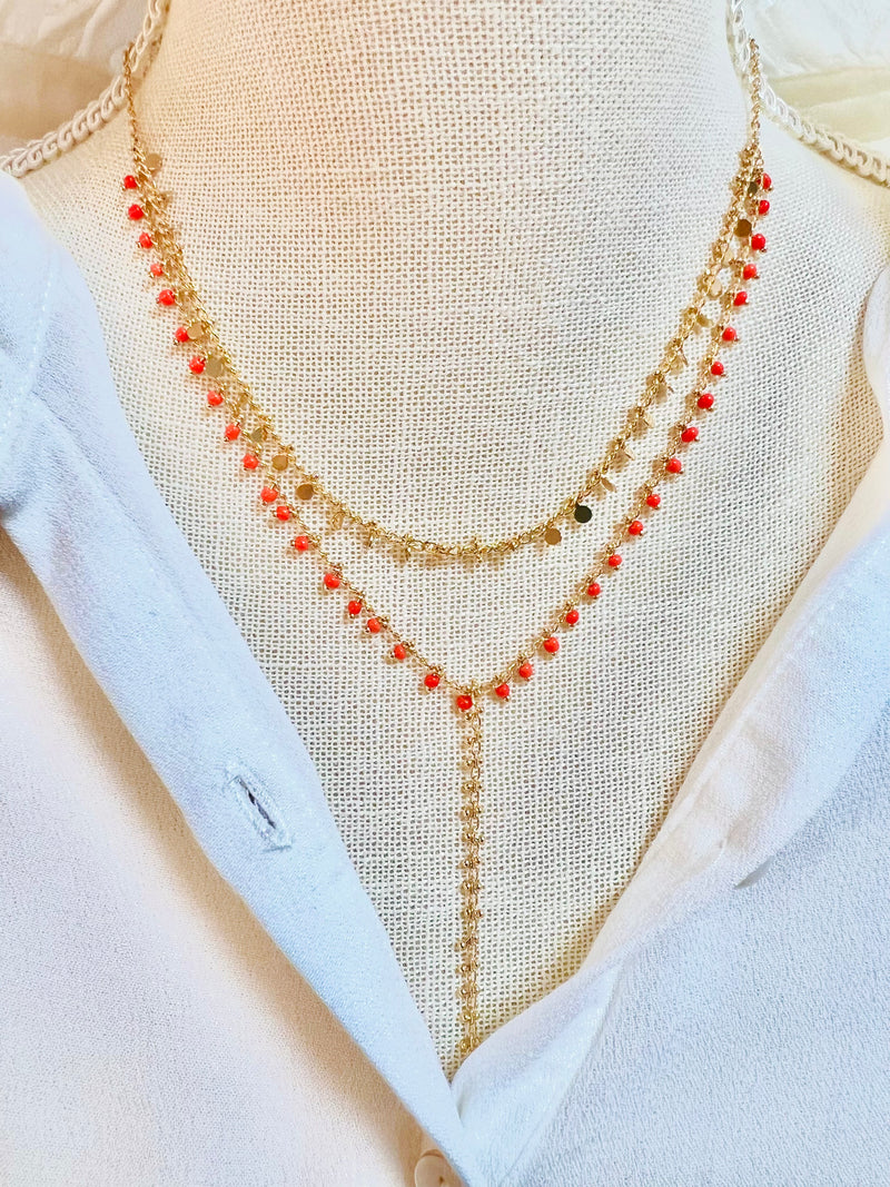 Boho Coral Double Strand Necklace