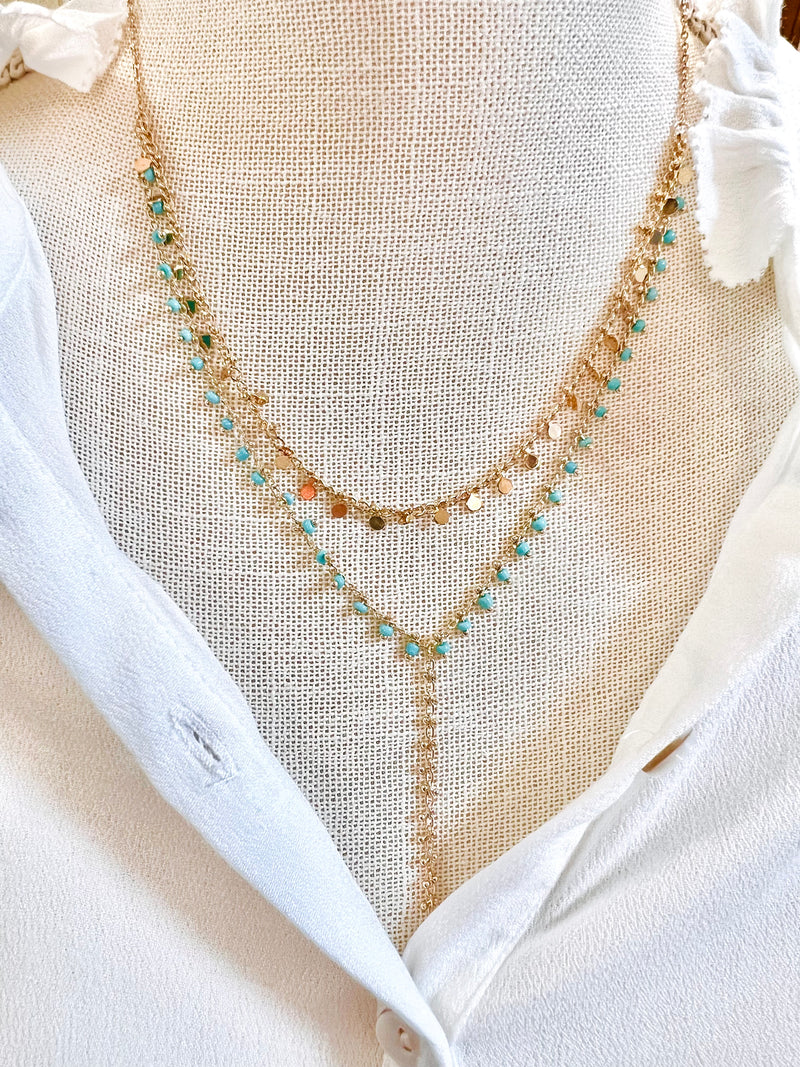 Boho Turquoise Double Strand Necklace