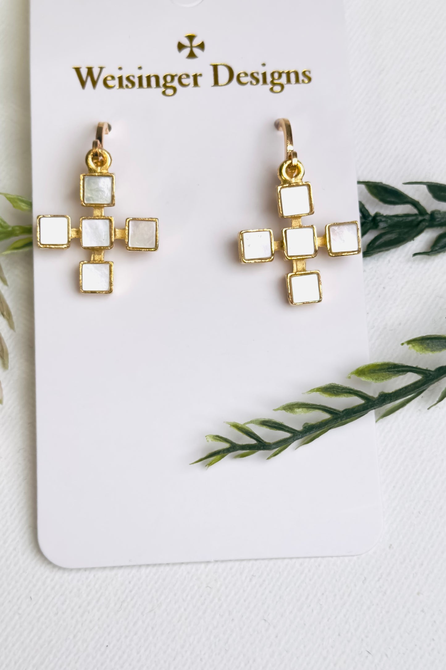 Square Shaped Cross Earrings