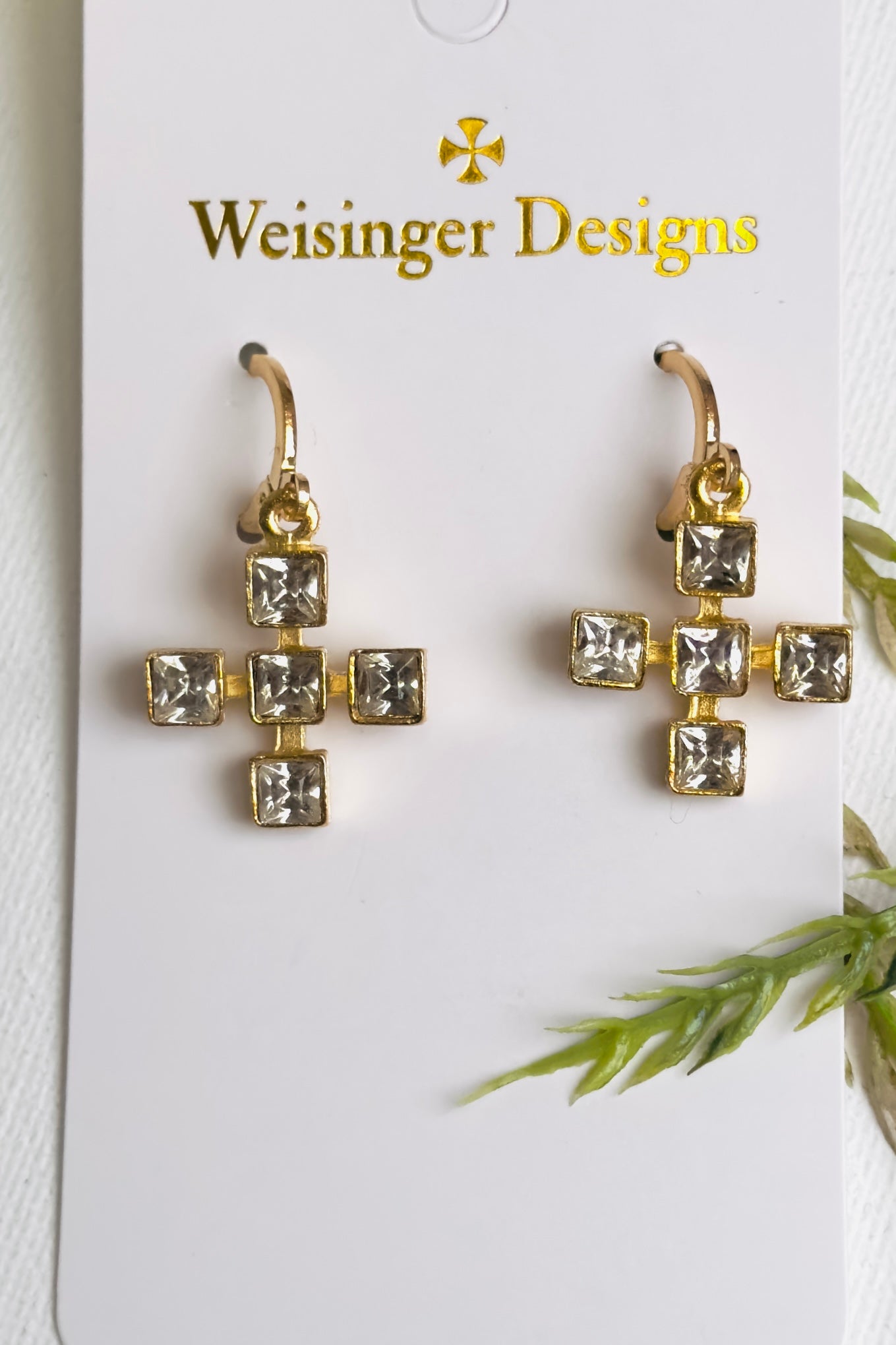 Square Shaped Cross Earrings